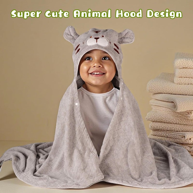 FUBANRAY Toddler Bath Towel Hooded Kids Towels Baby Bath Towels for Boy Girl 0-5 Year, 2-Pack Thick Absorbent Toddler Towels with Hood Kids Bath Towel, Large 50''x32'' Baby Hooded Towel for Kids - Image 3